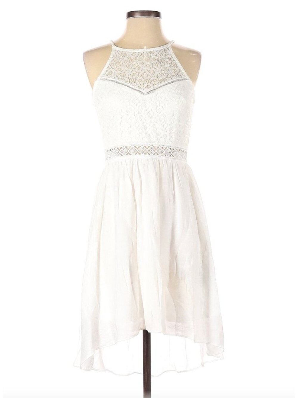 IZ Byer White Eyelet Dress Junior's Size 17 Hi/Lo Hem Lined  NWT $58